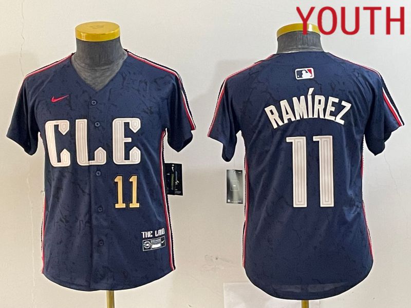 Youth Cleveland Indians 11 Ramirez Blue City Edition Nike 2024 MLB Jersey style 3